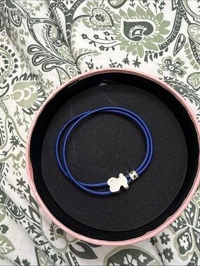 Tous Blue Double-Strand elastic Bracelet with Silver Charm